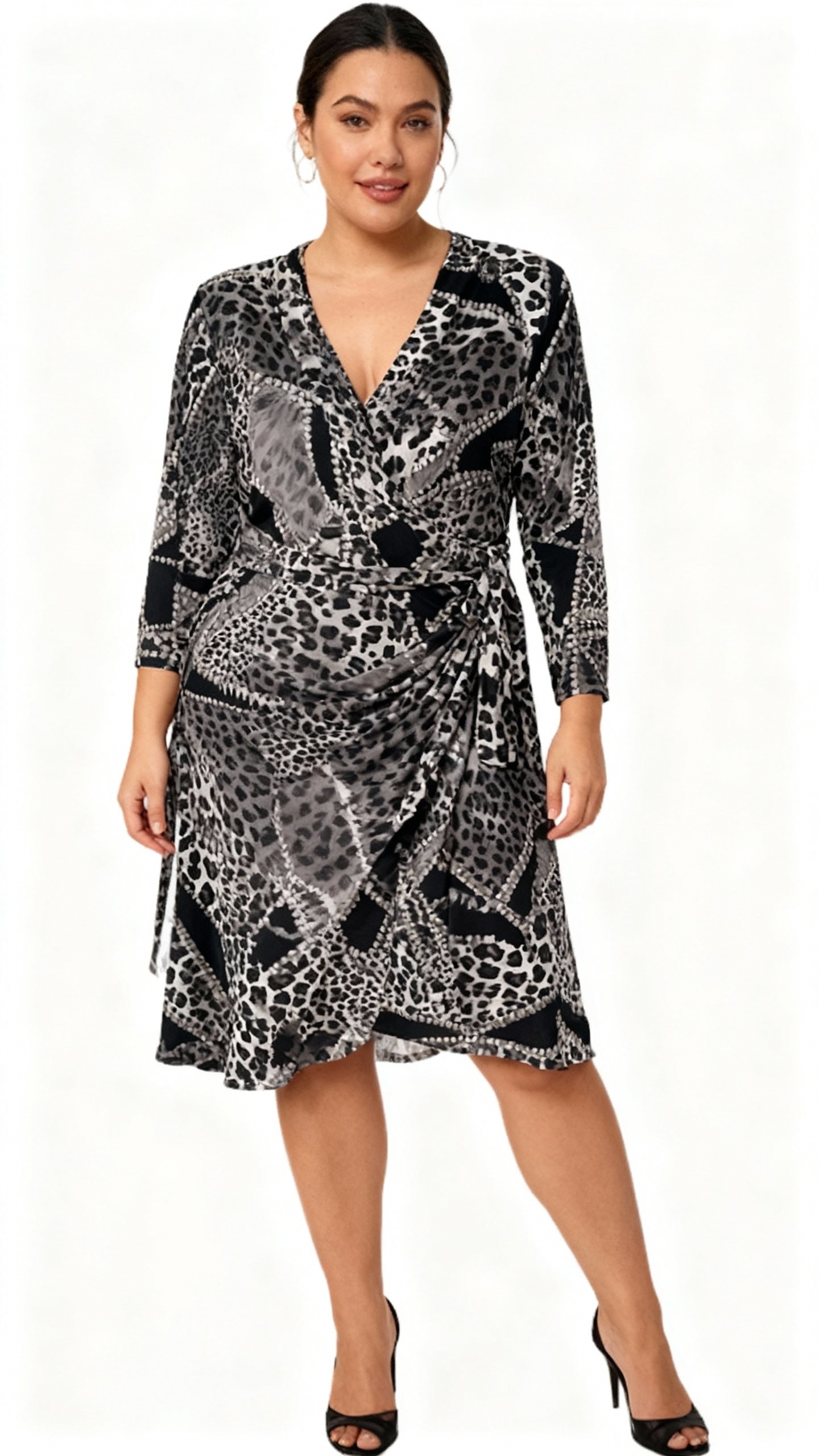 Charlie Brown Animal Print False Wrap Dress with Belt – Size 14, Pre-Loved Designer Fashion by Coco & Louis