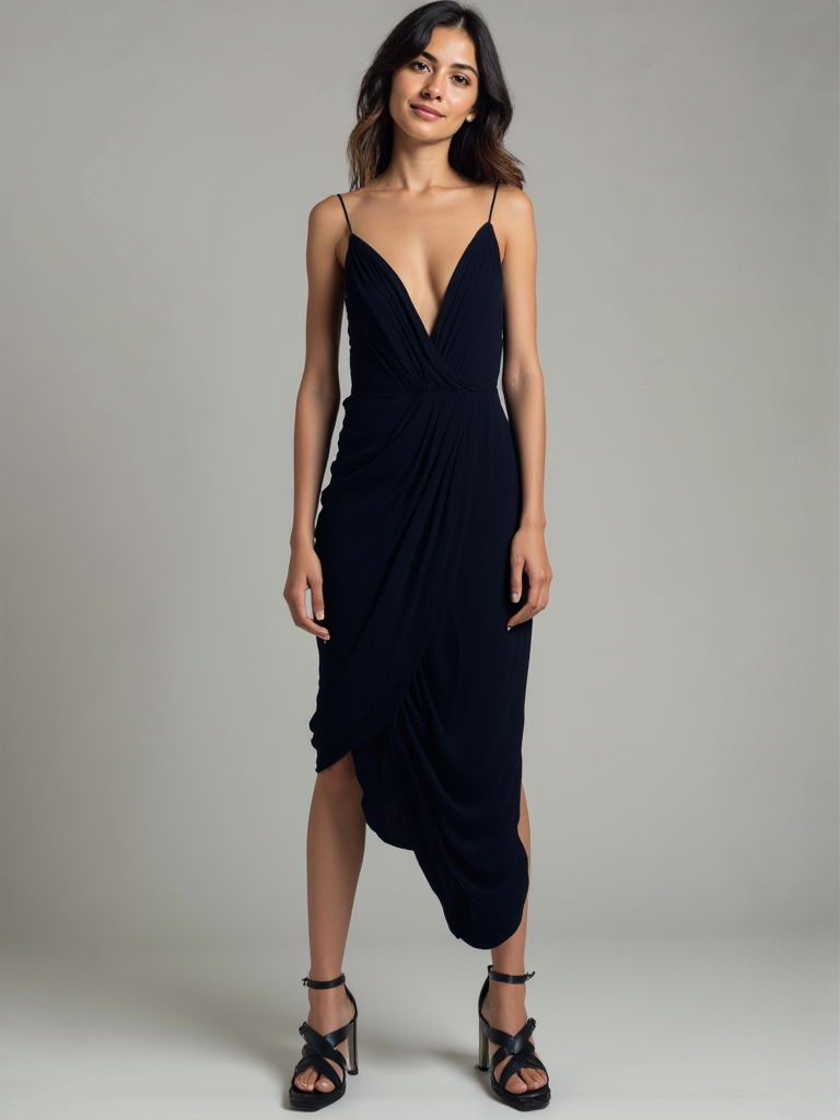 Zimmerman Navy Silk Asymmetric Dress Size 0