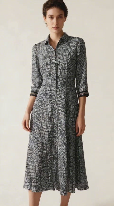 Country Road Graphic Print Dress, Size 10, with 3/4 Sleeves and A-Line Skirt – Pre-Loved Designer Fashion by Coco & Louis