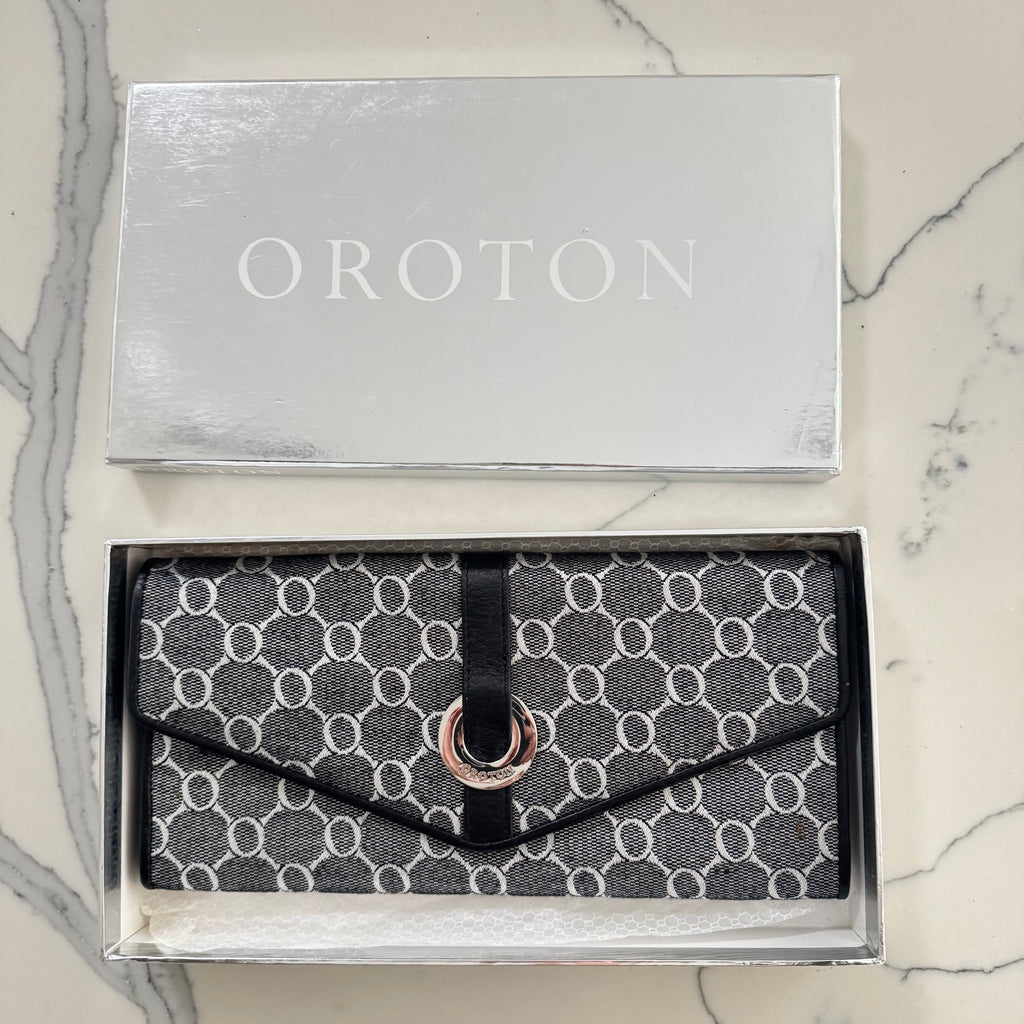Oroton Signature Monogram Clutch Wallet & Document Holder | Boxed Designer Oroton Wallet | Luxury Gift Idea