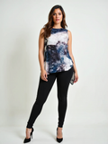 Willow Asymmetrical Sleeveless Top – Size 10 | Print, Stylish Original rrp $295