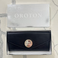 Oroton Boxed Leather Clutch Wallet &amp; Document Holder | Black Designer Clutch | Luxury Gift Idea