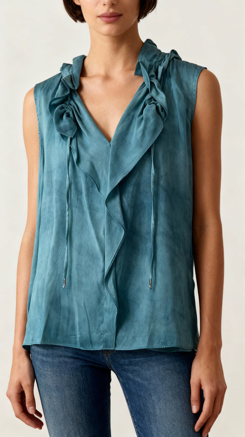 Elie Tahari Silk Top with Frill Detail, Size M – Pre-Loved Designer Fashion