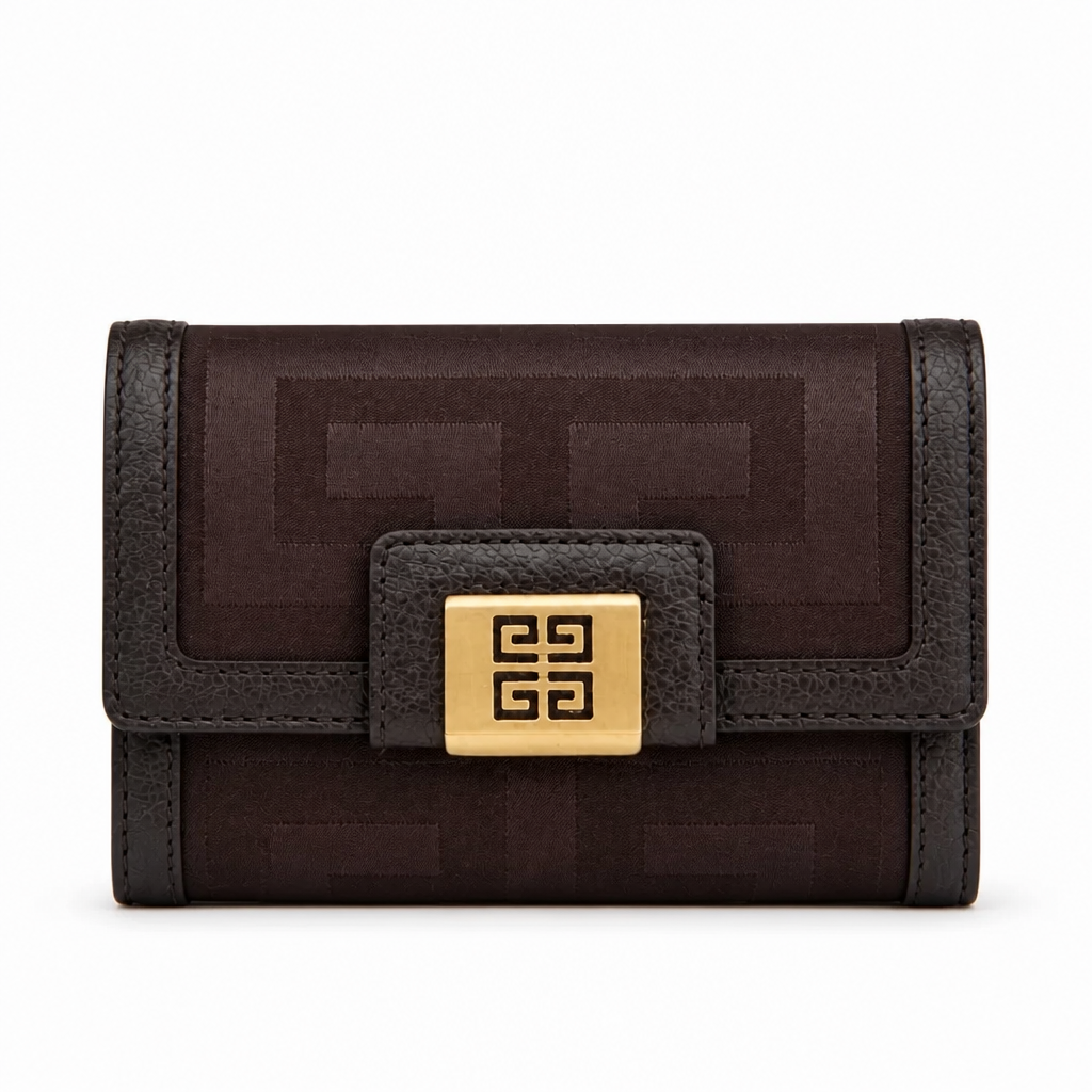 Givenchy Monogram Wallet – Brown Canvas & Leather | Gold Hardware | Luxury Designer Wallet