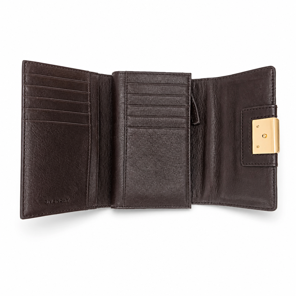Givenchy Monogram Wallet – Brown Canvas & Leather | Gold Hardware | Luxury Designer Wallet