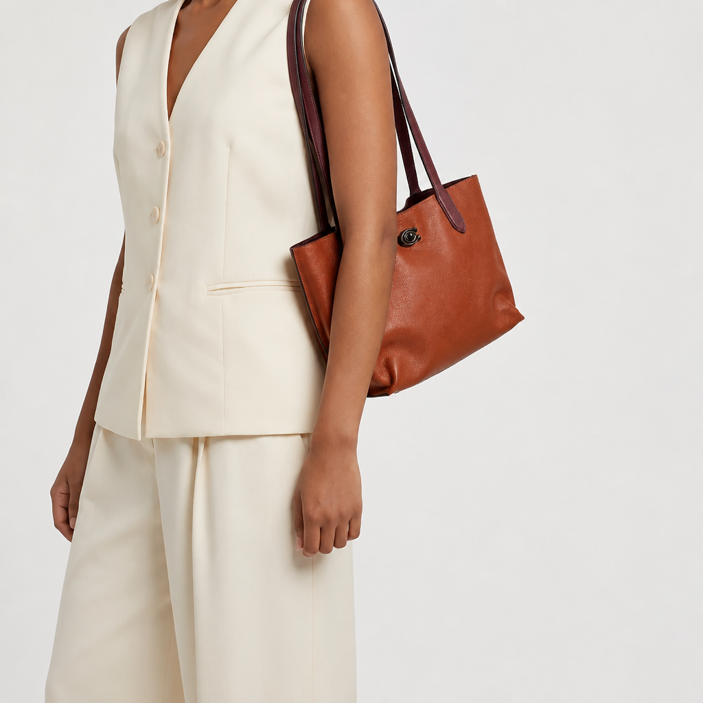 Coach  Willow Tote Bag – Tan/Brown | Top Handle |Genuine Leather