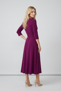Leona Edmiston Recycled Jersey Wrap Dress Size 3 Purple Midi Designer Women’s