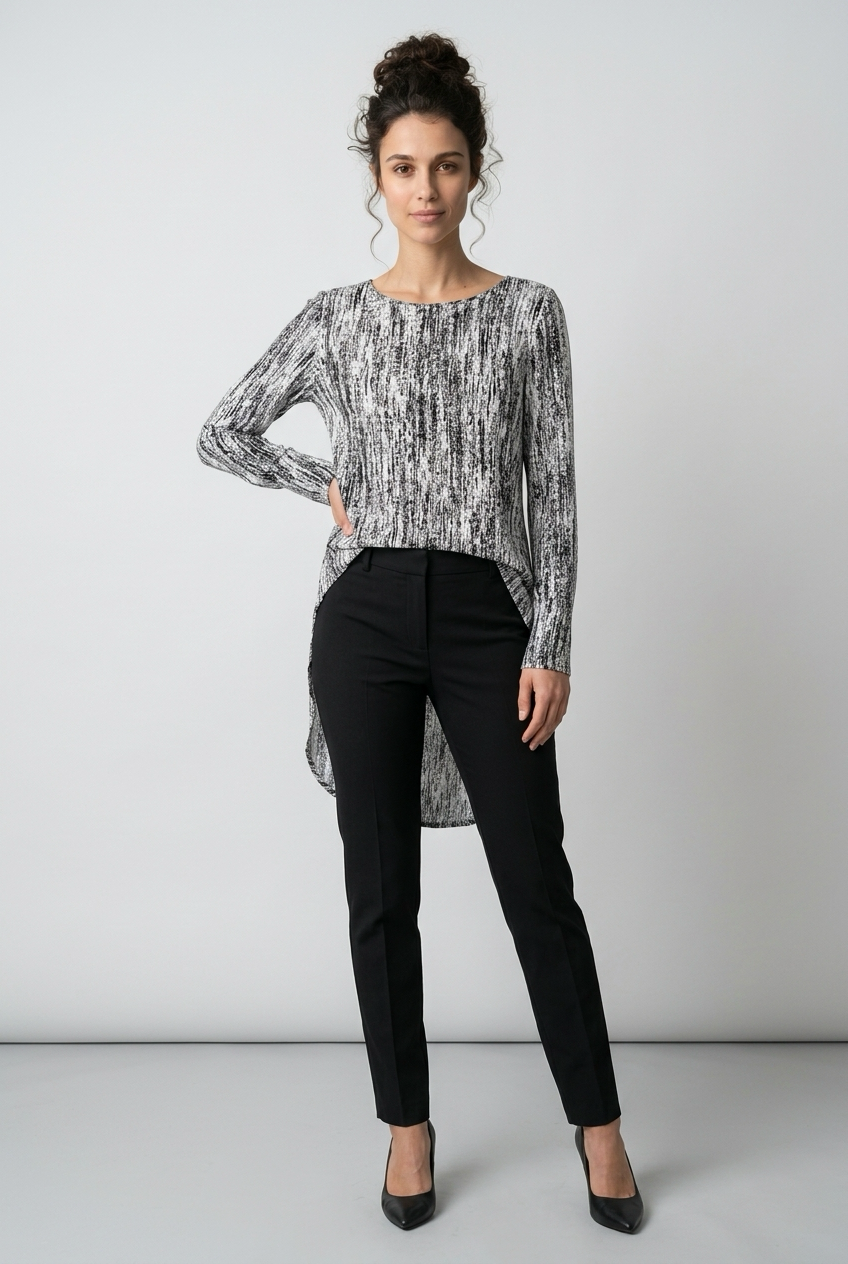 Sass &amp; Bide Blouse Womens Size Small Black White Print Designer Top