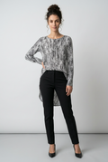Sass &amp; Bide Blouse Womens Size Small Black White Print Designer Top