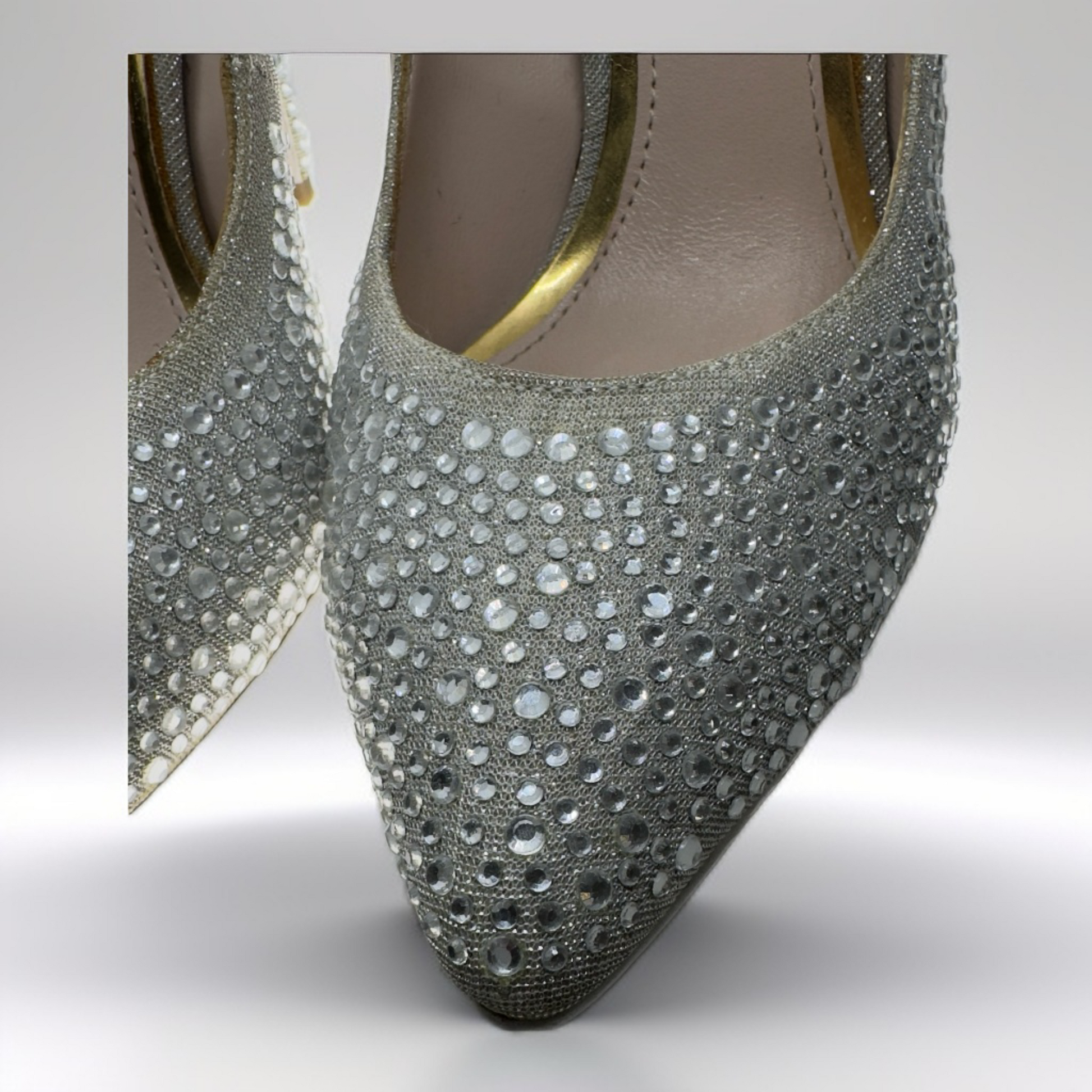ZU Silver Diamanté Heels – Size 8
