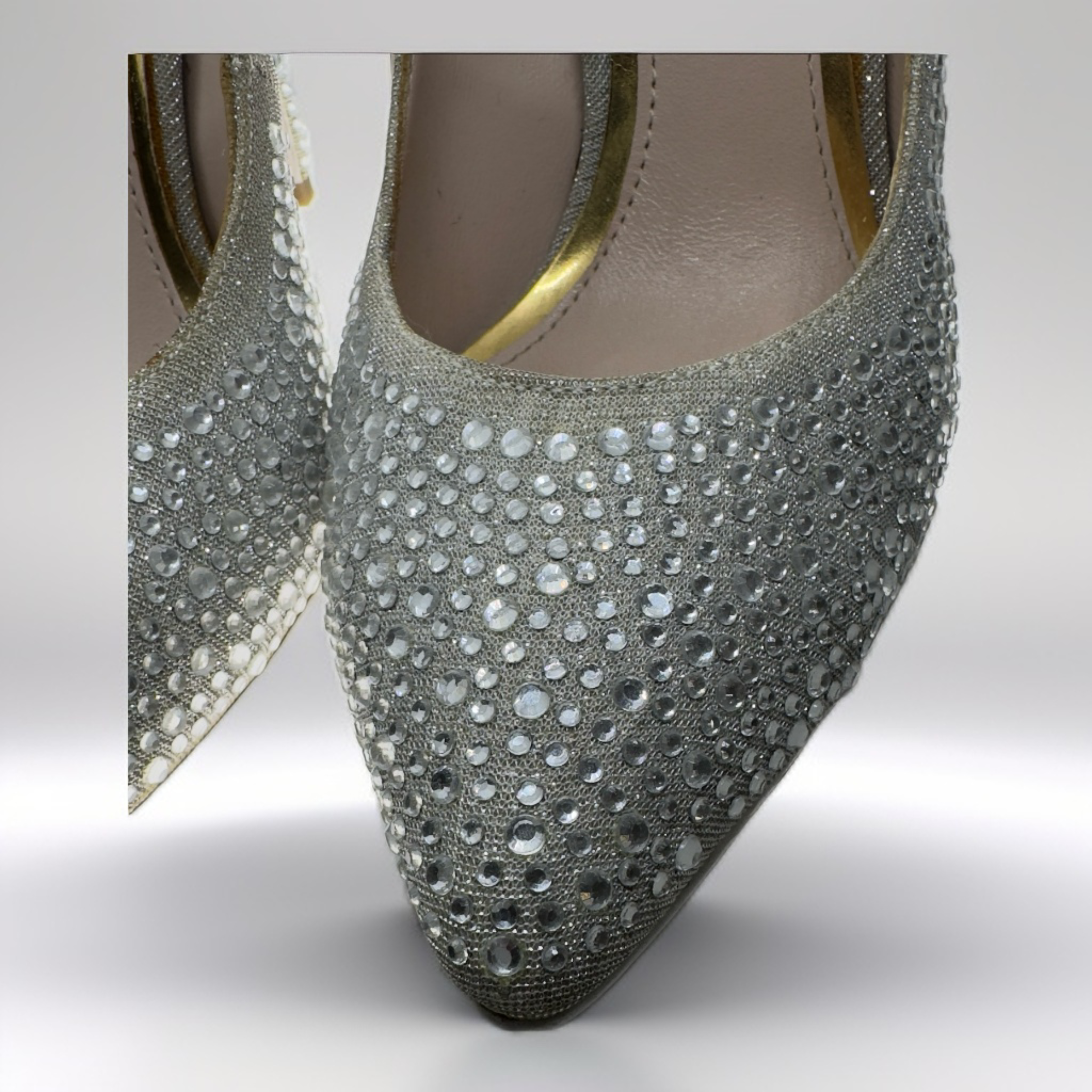 ZU Silver Diamanté Heels – Size 8