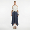Willow 100% Silk Handkerchief Hem Skirt – Blue |Size 12