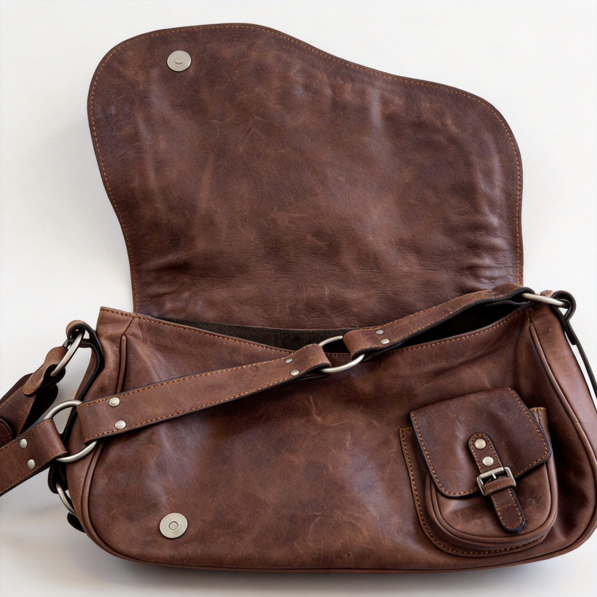 Christian Dior Gaucho Saddle Bag Brown Leather Shoulder Bag Boho Luxury