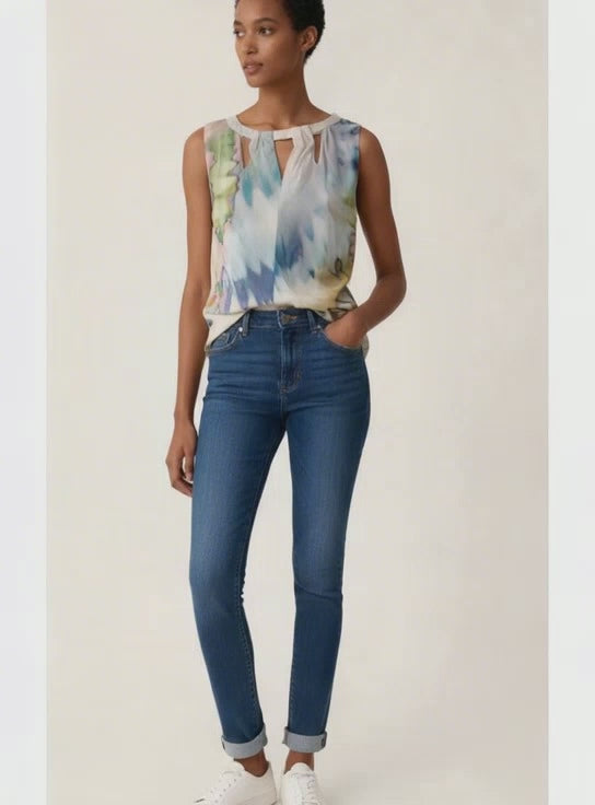  Lisa Ho Watercolour Silk Top with Keyhole Neckline – Pre-Loved Designer Fashion 