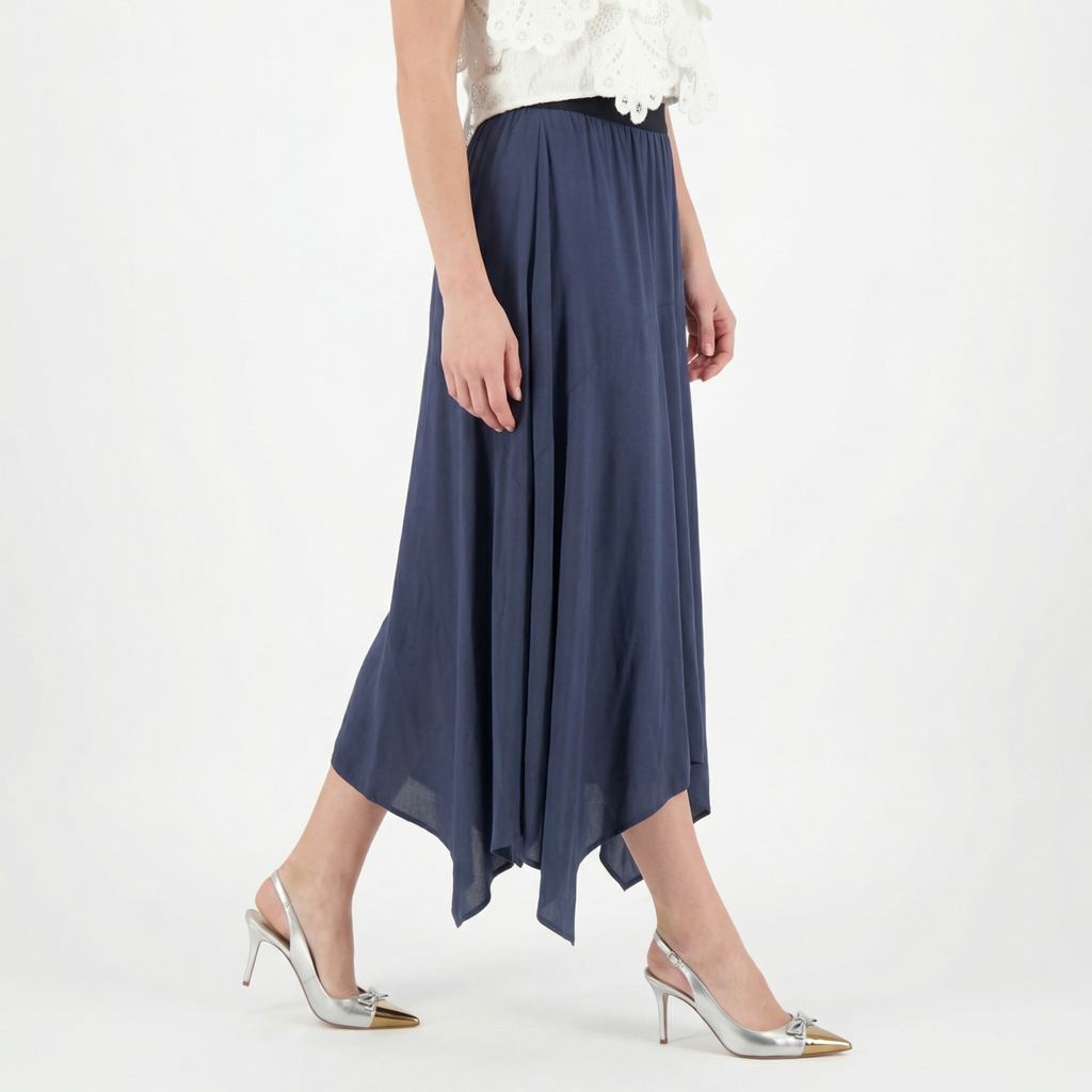Willow 100% Silk Handkerchief Hem Skirt – Blue |Size 12