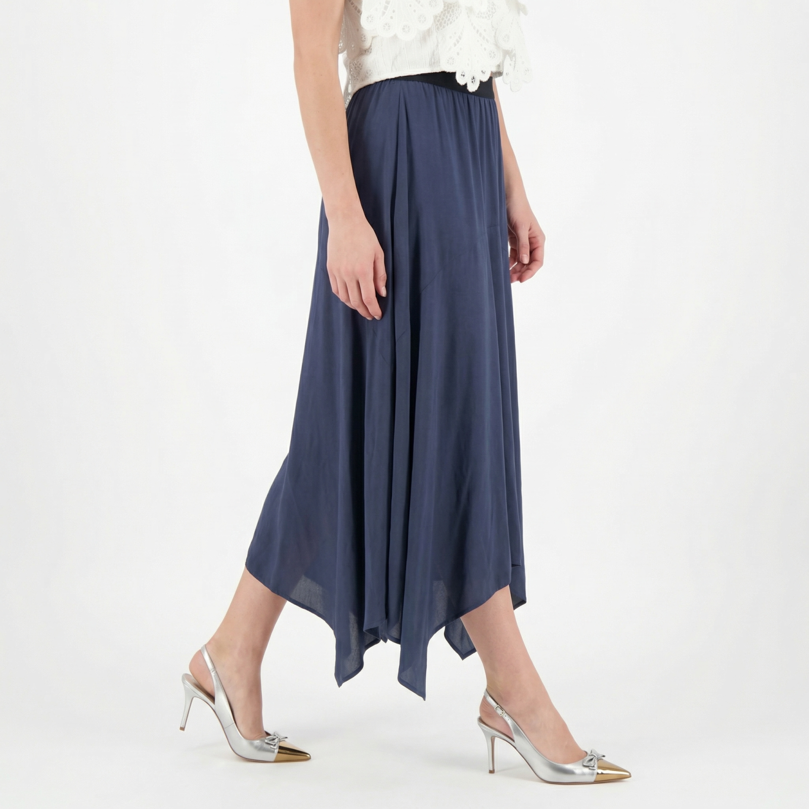 Willow 100% Silk Handkerchief Hem Skirt – Blue |Size 12